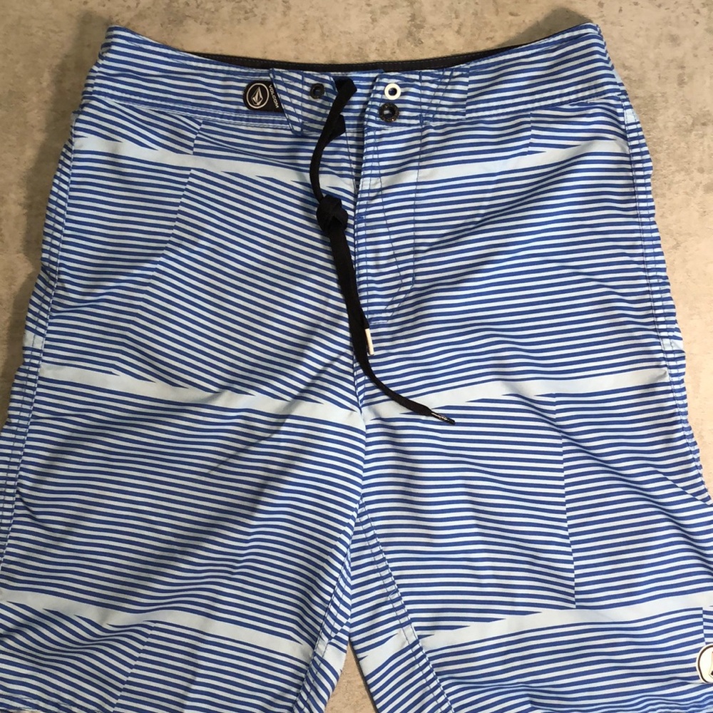 Volcom: Blue Striped Swim Suit